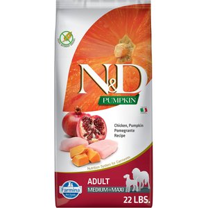 Farmina N&D Pumpkin Canine Adult Chicken & Pomegranate Dry Dog Food, 22-lb bag