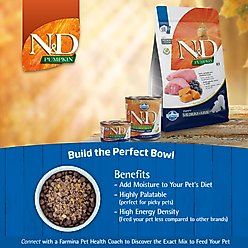 Farmina N&D Pumpkin Canine Puppy Lamb & Blueberry Dry Dog Food, 22-lb bag slide 2 of 9