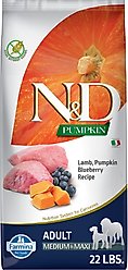Farmina N&D Pumpkin Canine Adult Lamb & Blueberry Dry Dog Food, 22-lb bag