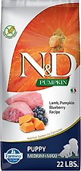 Farmina N&D Pumpkin Canine Puppy Lamb & Blueberry Dry Dog Food, 22-lb bag