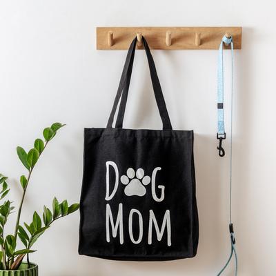 Show full view: Park Life Designs Dog Mom Print Cotton Shopping Tote, Black slide 2 of 6