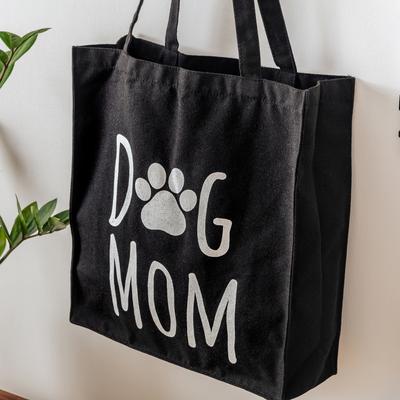 Show full view: Park Life Designs Dog Mom Print Cotton Shopping Tote, Black slide 3 of 6