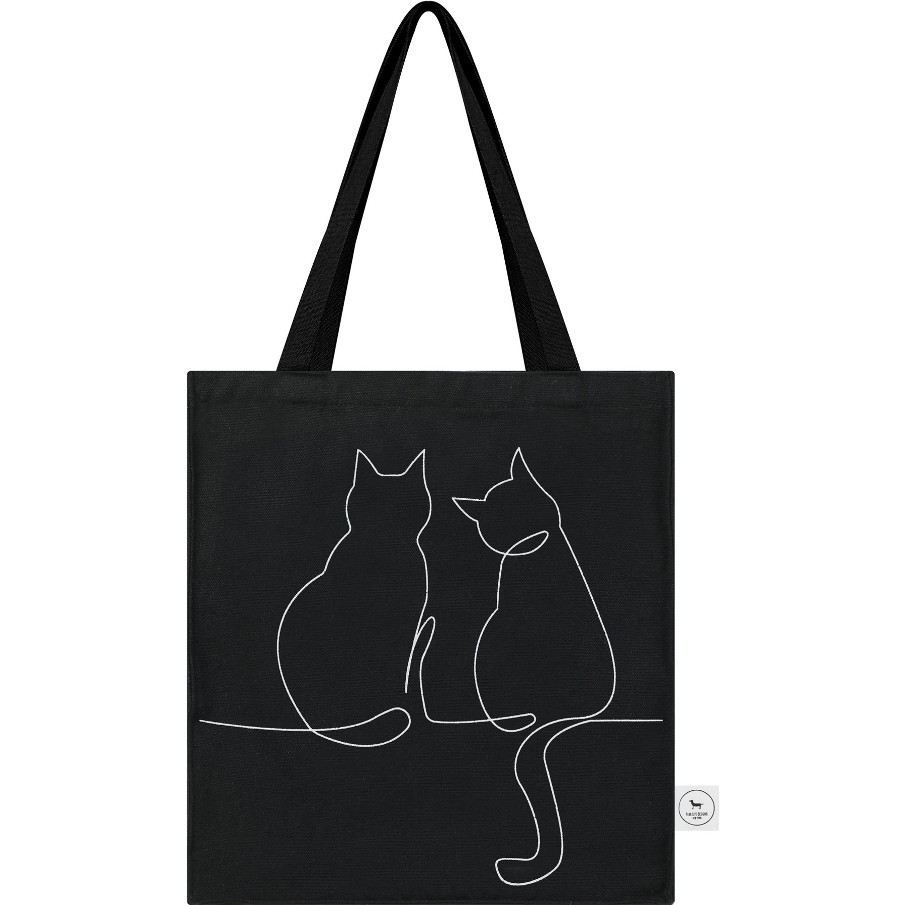 Park Life Designs Milo Cat Print Cotton Shopping Tote, Black