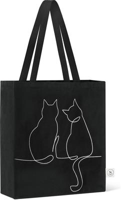 Show full view: Park Life Designs Milo Cat Print Cotton Shopping Tote, Black slide 4 of 5