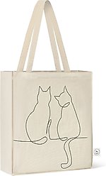 Park Life Designs Milo Cat Print Cotton Shopping Tote, Cream slide 2 of 4