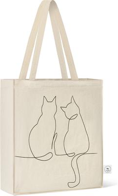 Show full view: Park Life Designs Milo Cat Print Cotton Shopping Tote, Cream slide 4 of 5