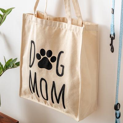 Show full view: Park Life Designs Dog Mom Print Cotton Shopping Tote, Cream slide 3 of 5