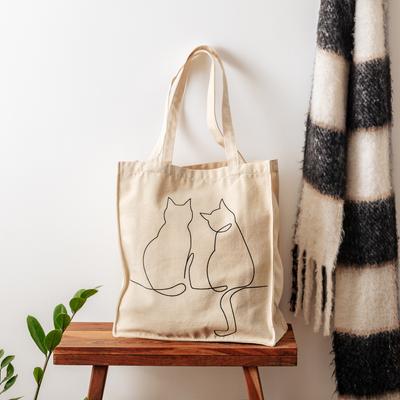 Show full view: Park Life Designs Milo Cat Print Cotton Shopping Tote, Cream slide 2 of 5