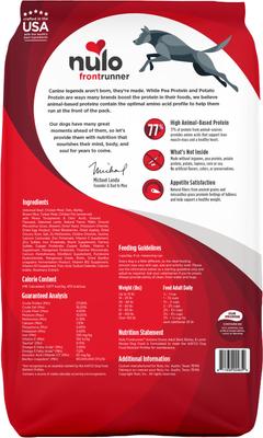 Show full view: Nulo Frontrunner Ancient Grains Beef, Barley, & Lamb Recipe High-Protein Adult Dry Dog Food, 11-lb bag slide 3 of 12