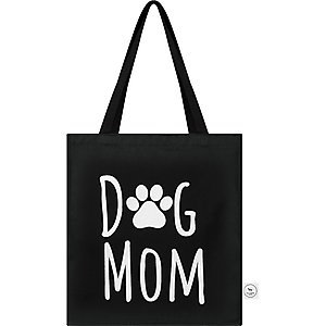Park Life Designs Dog Mom Print Cotton Shopping Tote, Black