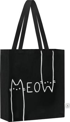 Show full view: Park Life Designs Meow Print Cotton Shopping Tote, Black slide 4 of 5