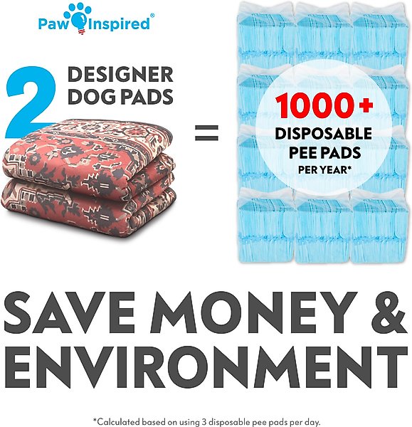 Show full view: Paw Inspired Designer Patterned Print Washable Dog Pee Pads, Persian, 36 x 36-in, 2 count slide 6 of 8