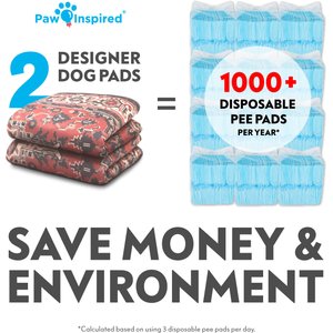 Paw Inspired Designer Patterned Print Washable Dog Pee Pads, Persian, 36 x 36-in, 2 count