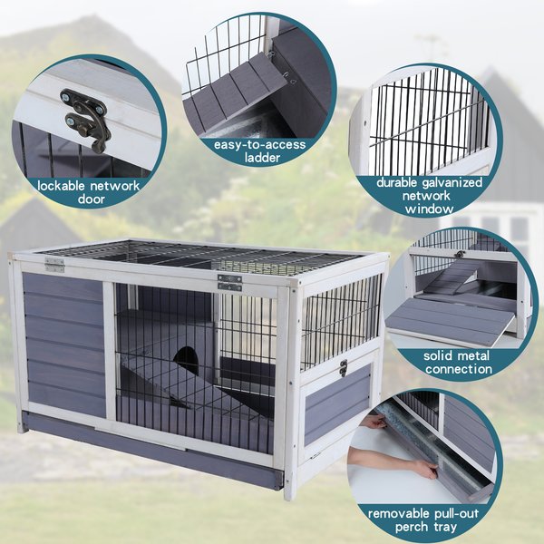 Petsfit Wooden Small Pet Cage with Ramp
