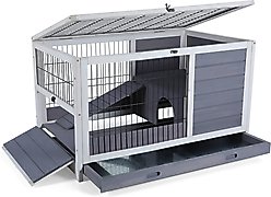 Petsfit Wooden Small Pet Cage with Ramp, Grey