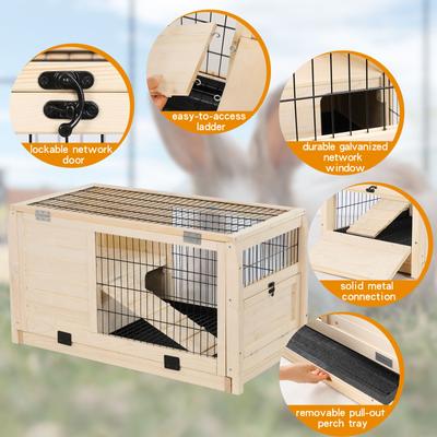 Show full view: Petsfit Wooden Small Pet Cage with Ramp, Burlywood slide 3 of 5