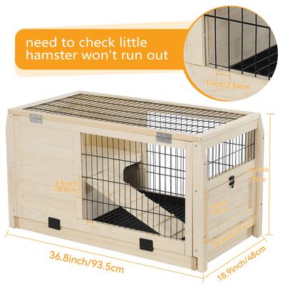 Show full view: Petsfit Wooden Small Pet Cage with Ramp, Burlywood slide 2 of 5