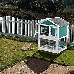 Petsfit 2 Story Outdoor Small Pet Hutch, Green slide 2 of 6