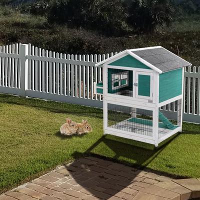 Show full view: Petsfit 2 Story Outdoor Small Pet Hutch, Green slide 6 of 8