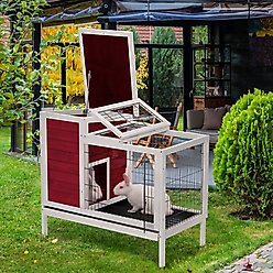 Petsfit Indoor/Outdoor Small Pet Hutch with Pull Out Tray, Red slide 2 of 5