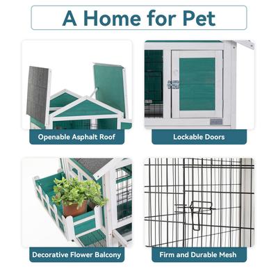 Show full view: Petsfit 2 Story Outdoor Small Pet Hutch, Green slide 3 of 8