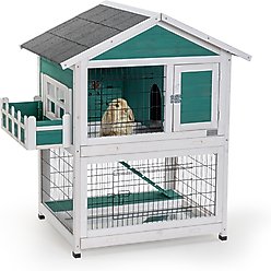 Petsfit 2 Story Outdoor Small Pet Hutch, Green