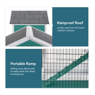 Show full view: Petsfit 2 Story Outdoor Small Pet Hutch, Green slide 4 of 8