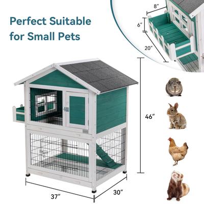 Show full view: Petsfit 2 Story Outdoor Small Pet Hutch, Green slide 2 of 8