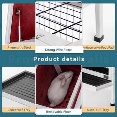 Show full view: Petsfit Indoor/Outdoor Small Pet Hutch with Pull Out Tray, Red slide 4 of 7