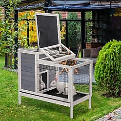 Petsfit Indoor/Outdoor Small Pet Hutch with Pull Out Tray, Grey slide 2 of 5