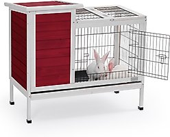 Petsfit Indoor/Outdoor Small Pet Hutch with Pull Out Tray, Red