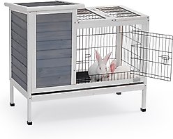 Petsfit Indoor/Outdoor Small Pet Hutch with Pull Out Tray, Grey