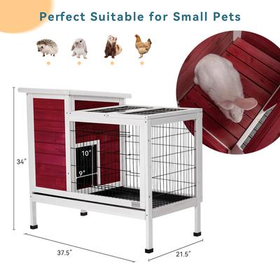 Show full view: Petsfit Indoor/Outdoor Small Pet Hutch with Pull Out Tray, Red slide 2 of 7