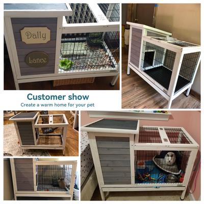 Show full view: Petsfit Indoor/Outdoor Small Pet Hutch with Pull Out Tray, Grey slide 4 of 7