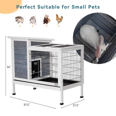 Show full view: Petsfit Indoor/Outdoor Small Pet Hutch with Pull Out Tray, Grey slide 2 of 7