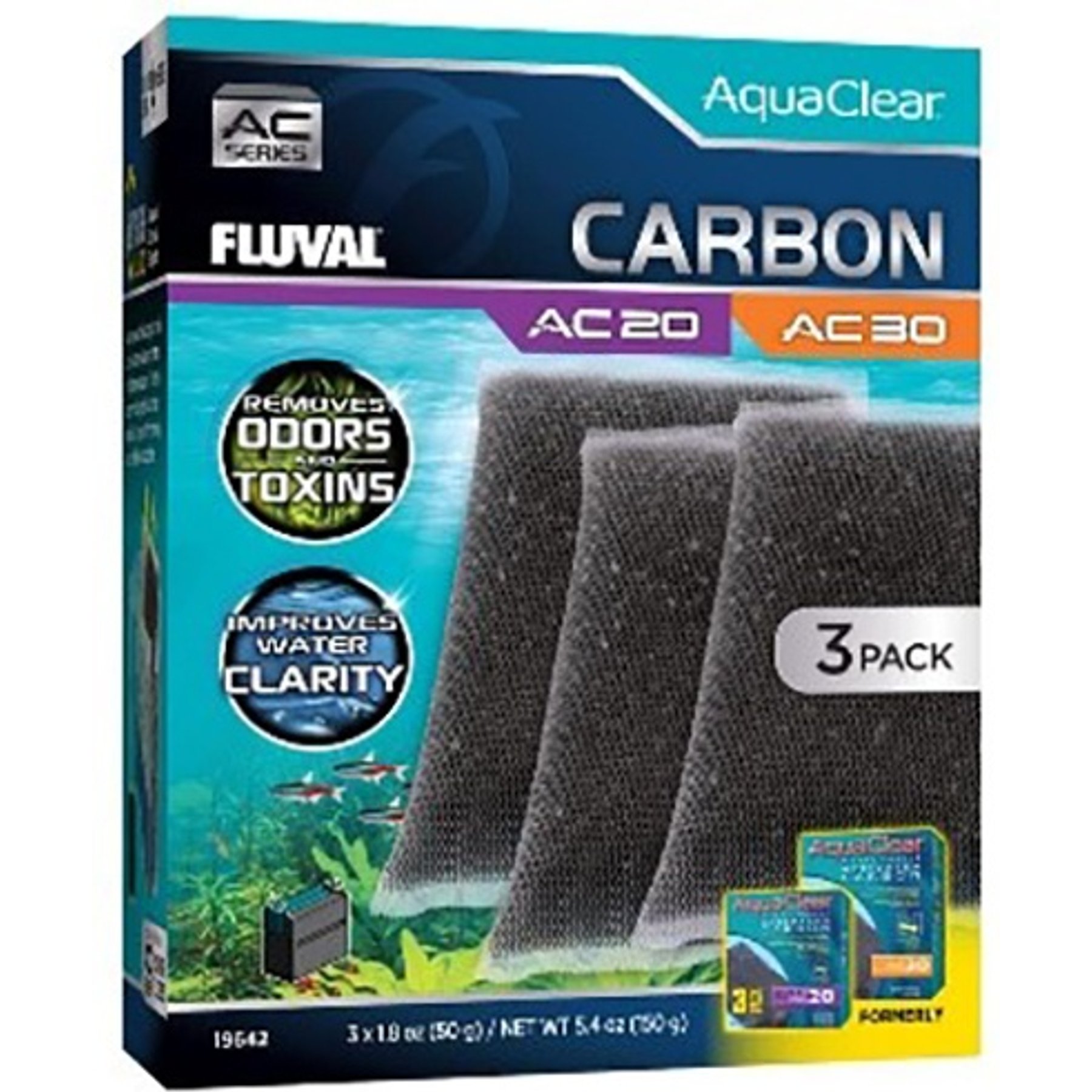 Fluval Carbon for AC20/AC30 Aquarium Power Filter, 3 count