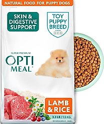 Optimeal Puppy Skin & Digestive Support Lamb & Rice Recipe Toy Breed Dry Dog Food, 3.3-lb bag
