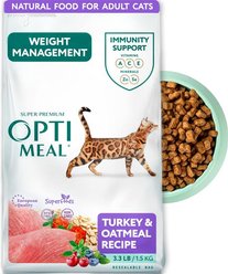 Optimeal Weight Management Turkey & Oatmeal Recipe Dry Cat Food, 3.3-lb bag