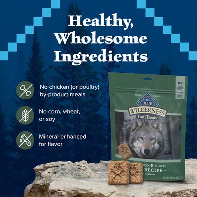 Show full view: Blue Buffalo Wilderness Trail Treats Grain-Free Duck Biscuits Dog Treats, 36-oz box slide 7 of 11