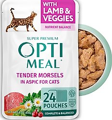 Optimeal Tender Morsels with Lamb & Veggies In Aspic Recipe Wet Cat Food, 3-oz pouch, case of 24