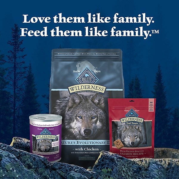 Show full view: Blue Buffalo Wilderness Chicken Recipe High-Protein Adult Dry Dog Food, 24-lb bag, bundle of 2 slide 10 of 12