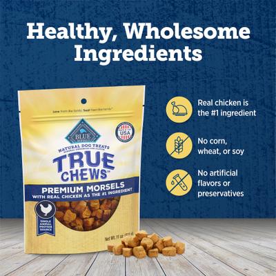 Show full view: Blue Buffalo True Chews Premium Morsels Natural Grain-Free Chicken Dog Treats, 11-oz bag slide 8 of 11