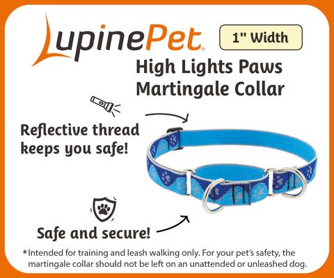 Show full view: LupinePet Reflective Paws 1-in Martingale Training Dog Collar, Pink Paws, Large: 15 to 22-in slide 3 of 7