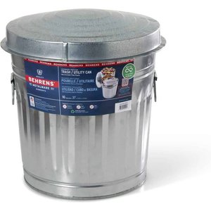 Behrens Galvanized Steel Trash Can with Lid, 10-gal