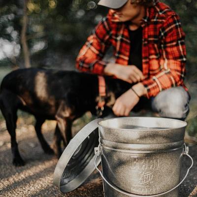 Show full view: Behrens Embossed Galvanized Steel Locking Lid Trash Can with Lid, 6-gal slide 2 of 4
