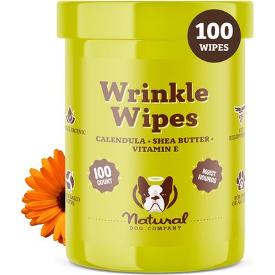 Natural Dog Company Natural Dog Company Wrinkle Balm Dog Grooming Wipes, 100 count