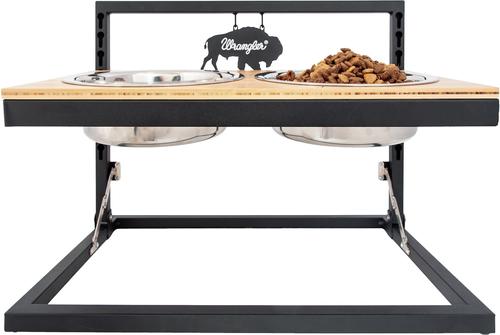 Show full view: Wrangler Adjustable Elevated Feeder Dog Bowl, Black/Brown, 6.7-cup slide 6 of 10