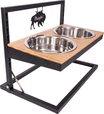 Show full view: Wrangler Adjustable Elevated Feeder Dog Bowl, Black/Brown, 6.7-cup slide 3 of 10