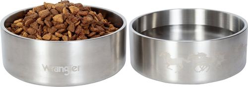 Show full view: Wrangler Double Walled Stainless Steel Dog Bowl, Silver, 42-oz slide 3 of 6