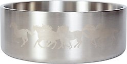 Wrangler Double Walled Stainless Steel Dog Bowl, Silver, 42-oz